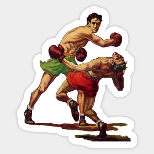 Vintage Sports Boxing, Boxers in a Fight Sticker